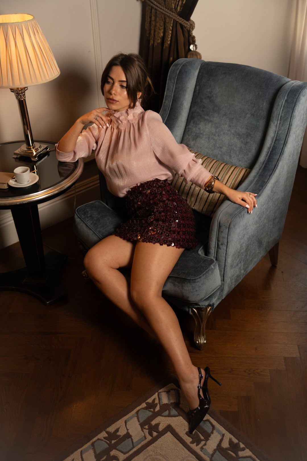 Bordeaux Sequin Skirt