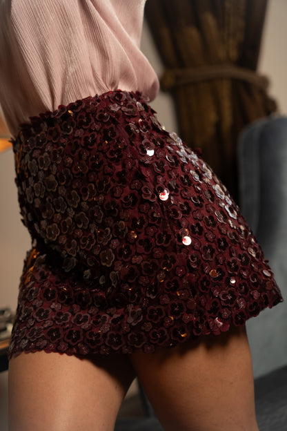 Bordeaux Sequin Skirt