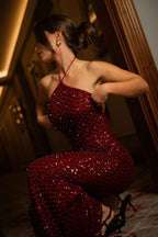 Vestido Comprido Pérolas Bordeaux
