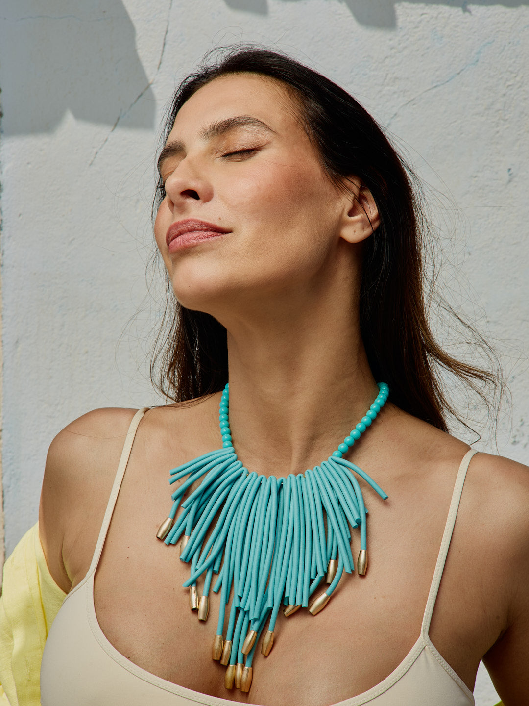 Colar Franjas Azul Turquesa