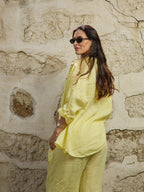 Ensemble chemise en lin jaune