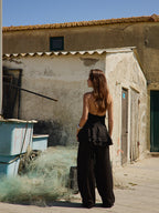 Ensemble haut dos nu en lin noir