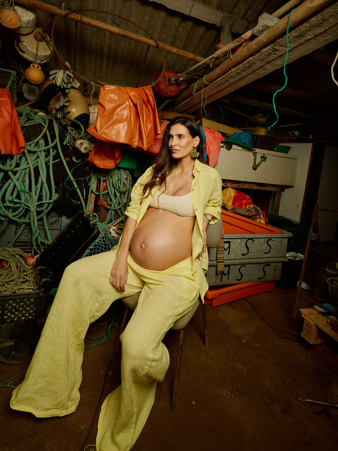 Ensemble chemise en lin jaune