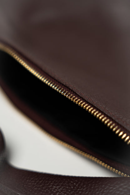 Czekoladowa torba na ramię ze skóry młotkowanej