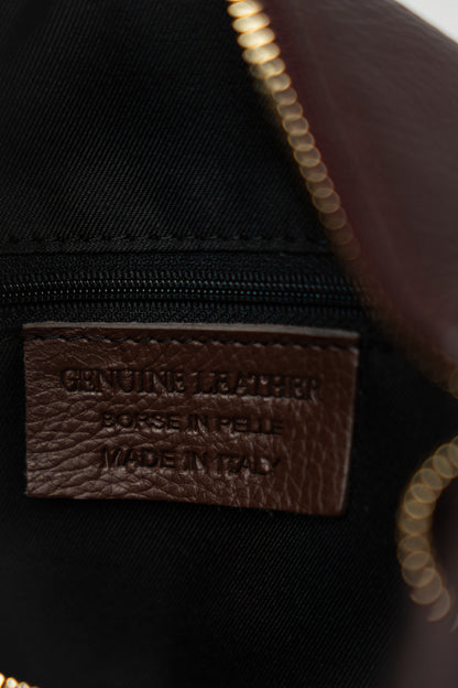 Czekoladowa torba na ramię ze skóry młotkowanej