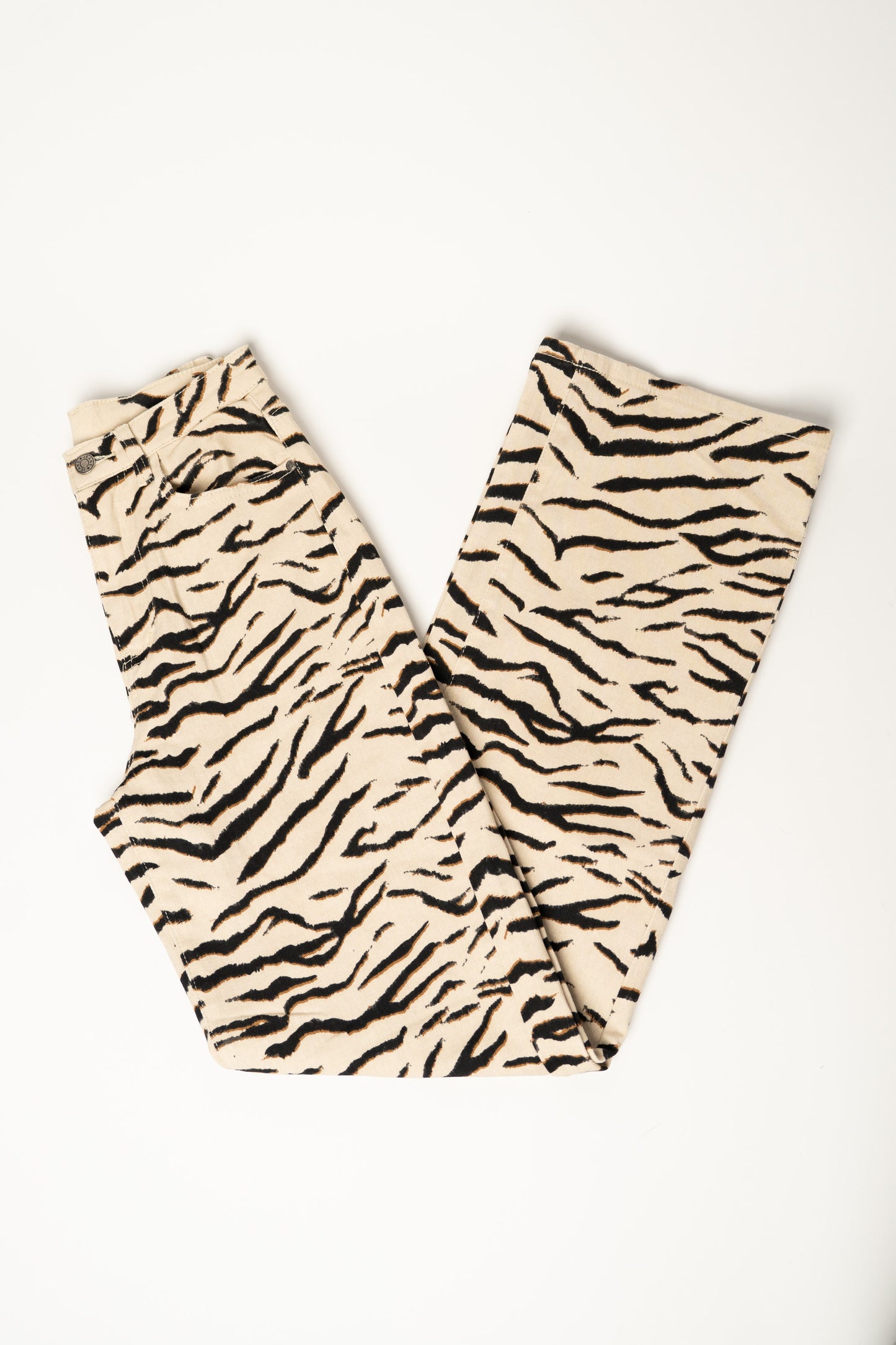 Calças Straight Leg Padrão Tigre