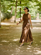 Chocolate Brown Halter Neck Dress