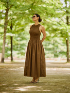 Chocolate Brown Halter Neck Dress