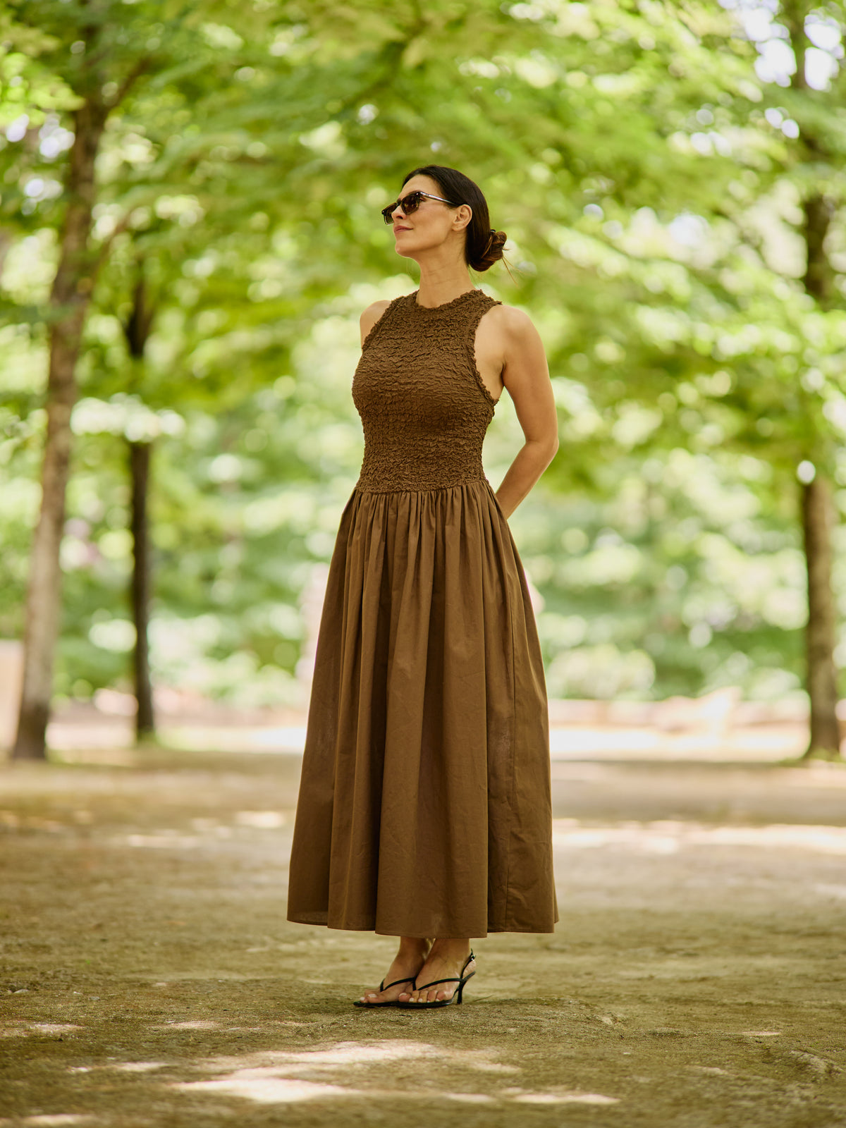 Chocolate Brown Halter Neck Dress
