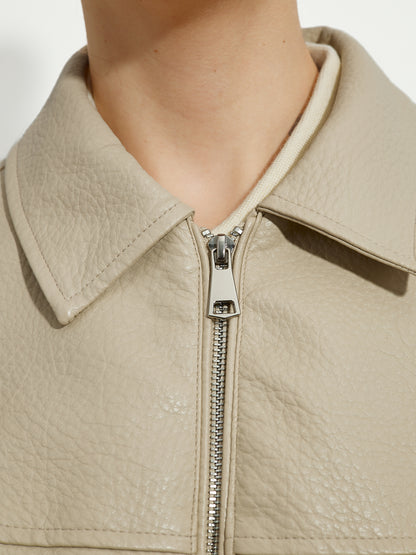 Veste en similicuir beige