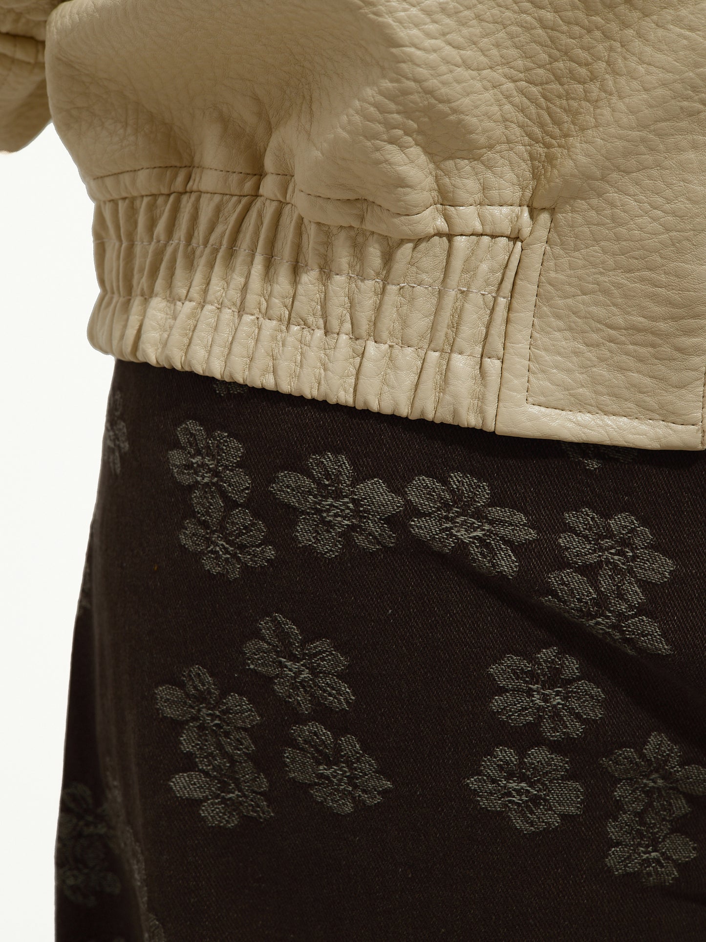 Veste en similicuir beige