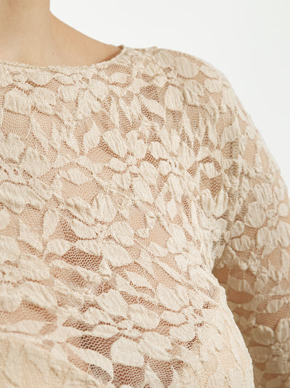 Nuisette en dentelle beige