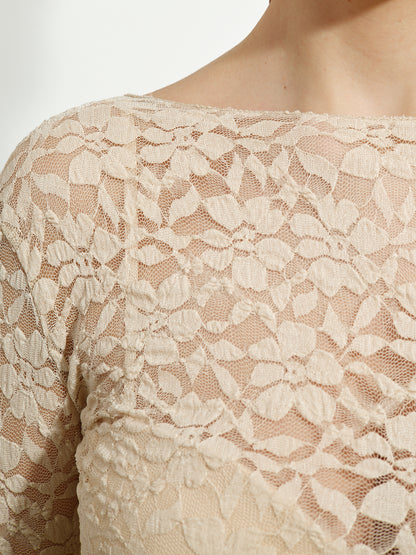Nuisette en dentelle beige