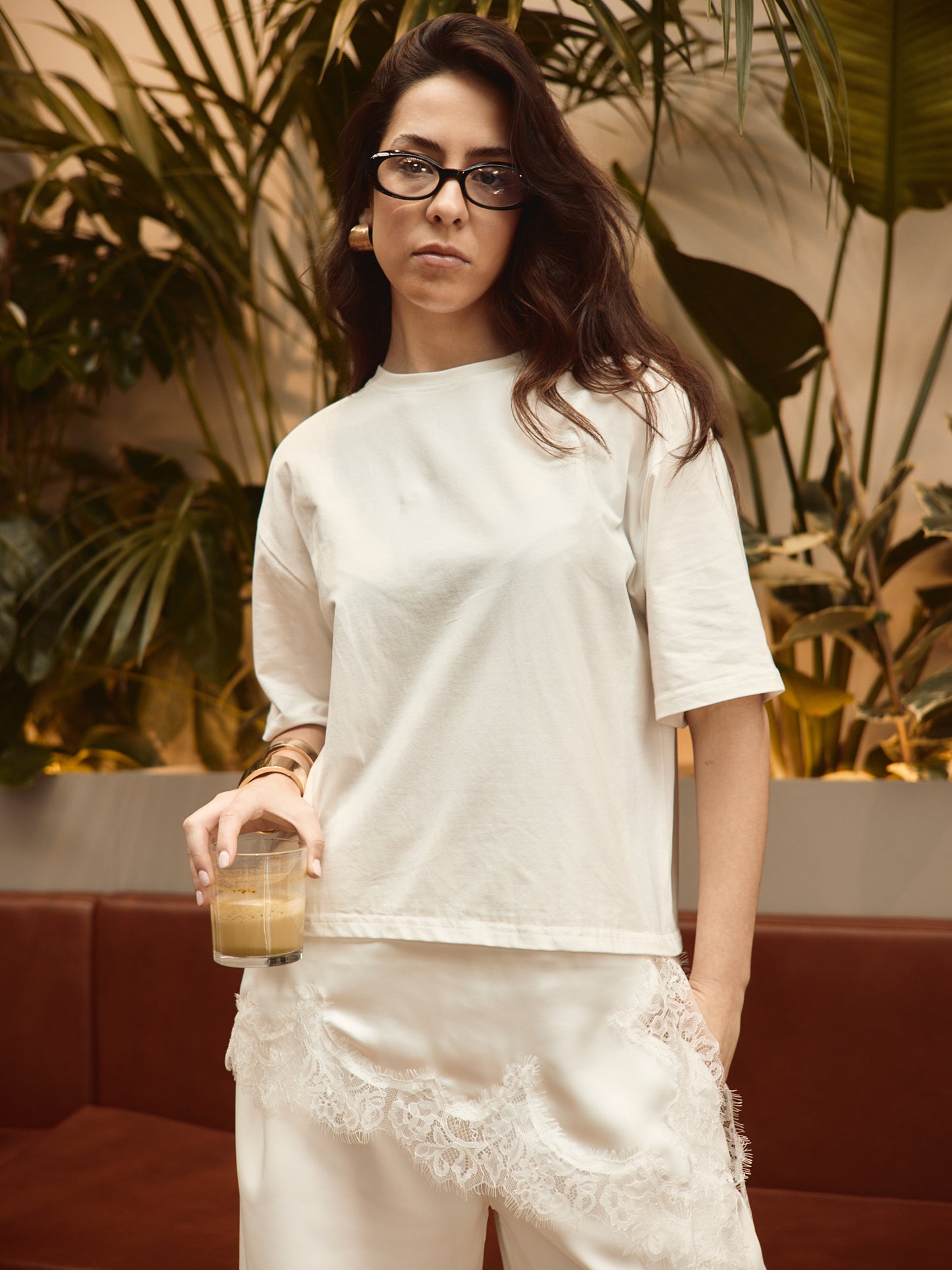 T-shirt Detalhe Renda Branco