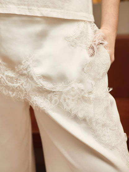 T-shirt Detalhe Renda Branco