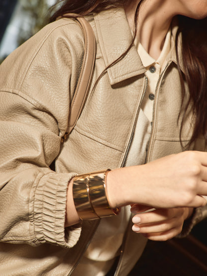 Veste en similicuir beige