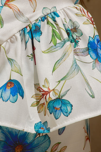 Conjunto Padrão Flores Azuis
