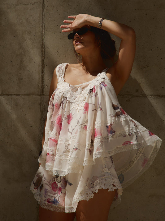 Conjunto Flores Detalhe Renda