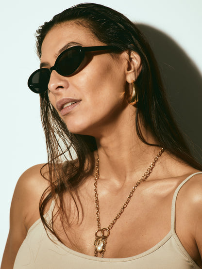 Óculos de Sol Ovais Preto