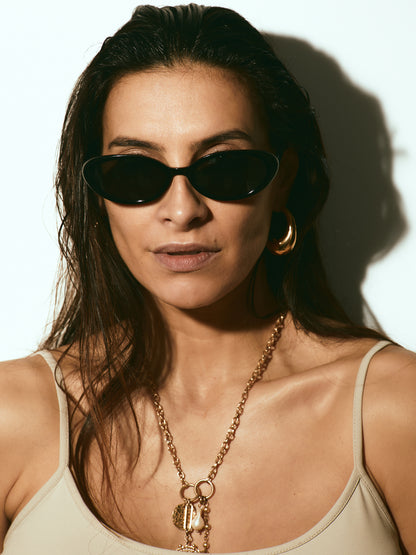 Óculos de Sol Ovais Preto