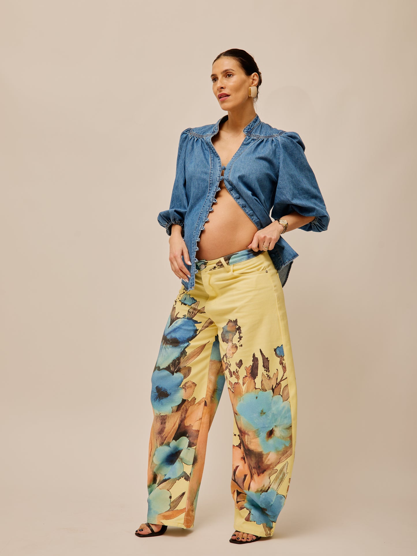 Yellow Balloon Pants with Flowers