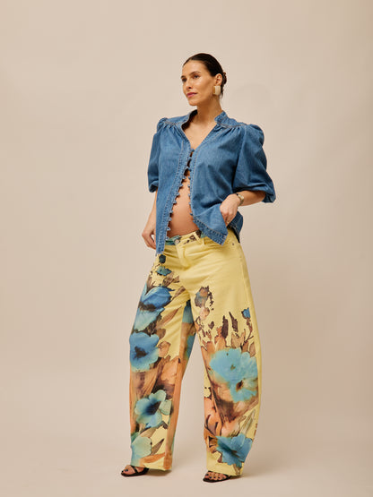 Yellow Balloon Pants with Flowers
