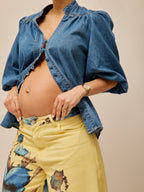 Jeanshemd mit Ballonärmeln