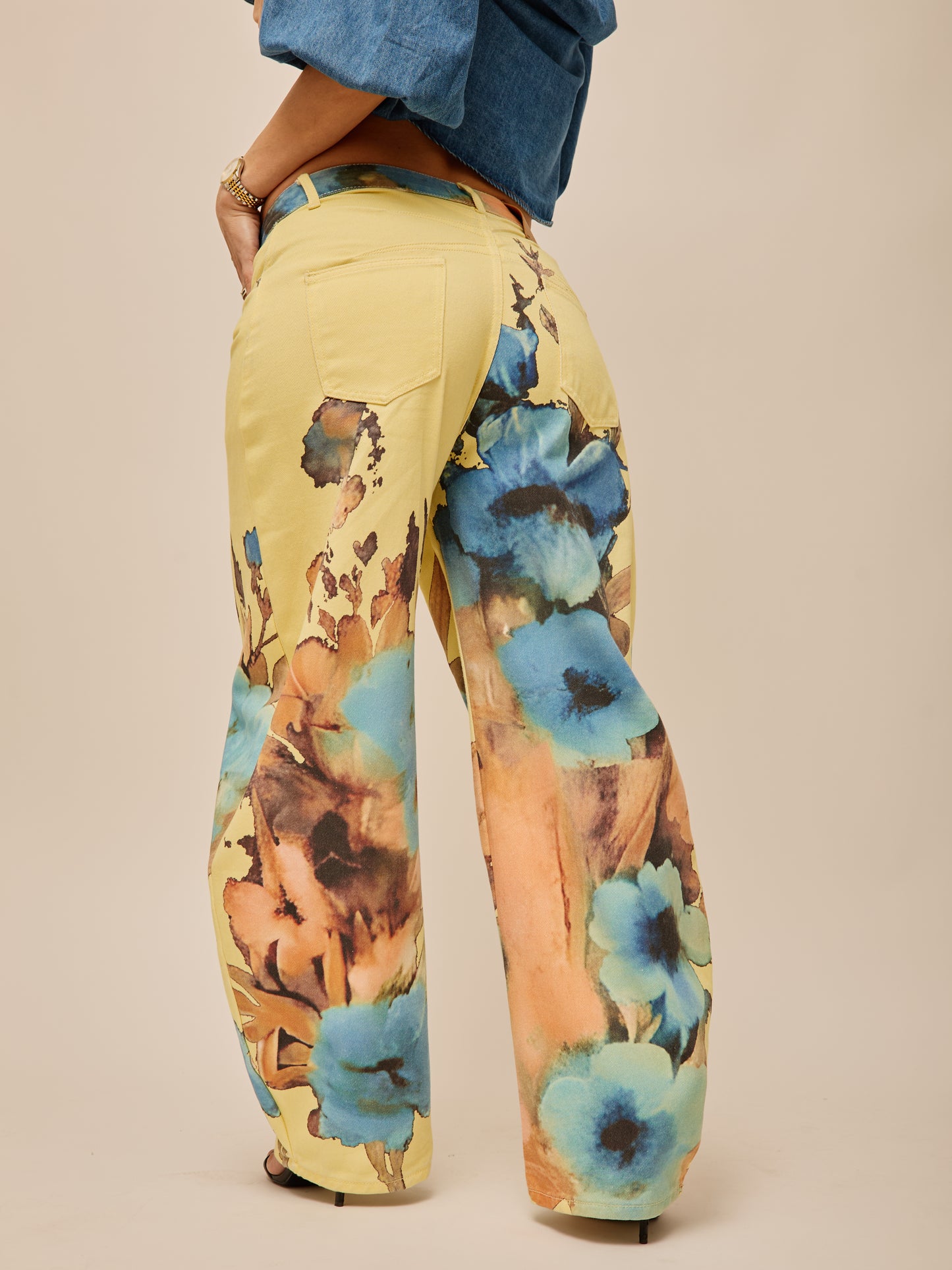Yellow Balloon Pants with Flowers