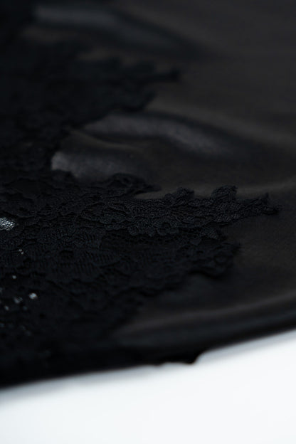 Black Satin Long Skirt