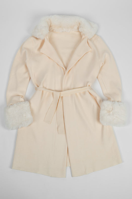 Midi Knit Jacket with Removable Fur