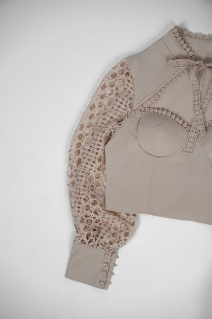 Blouse with Lace Sleeves
