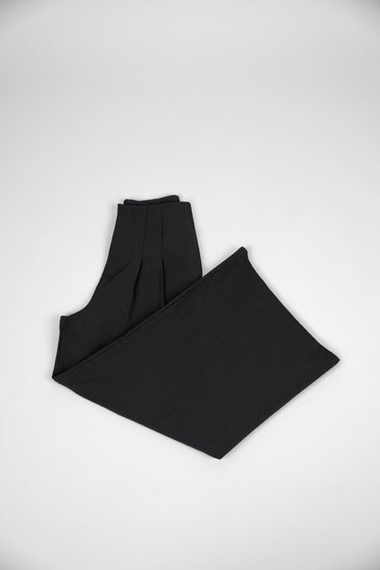 Gray Pleated Wide-Leg Pants