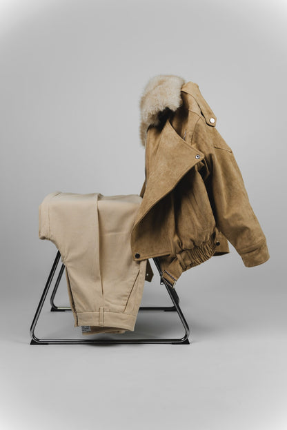 Beige Jacket with Removable Fur