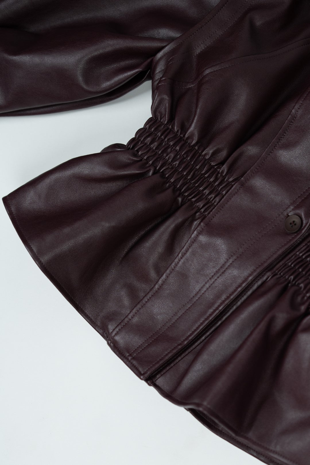 Bordeaux Faux Leather Fitted Blouse