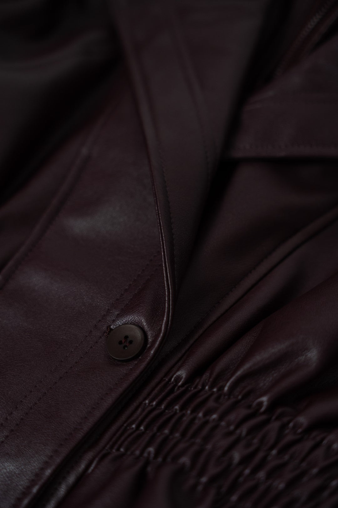 Bordeaux Faux Leather Fitted Blouse