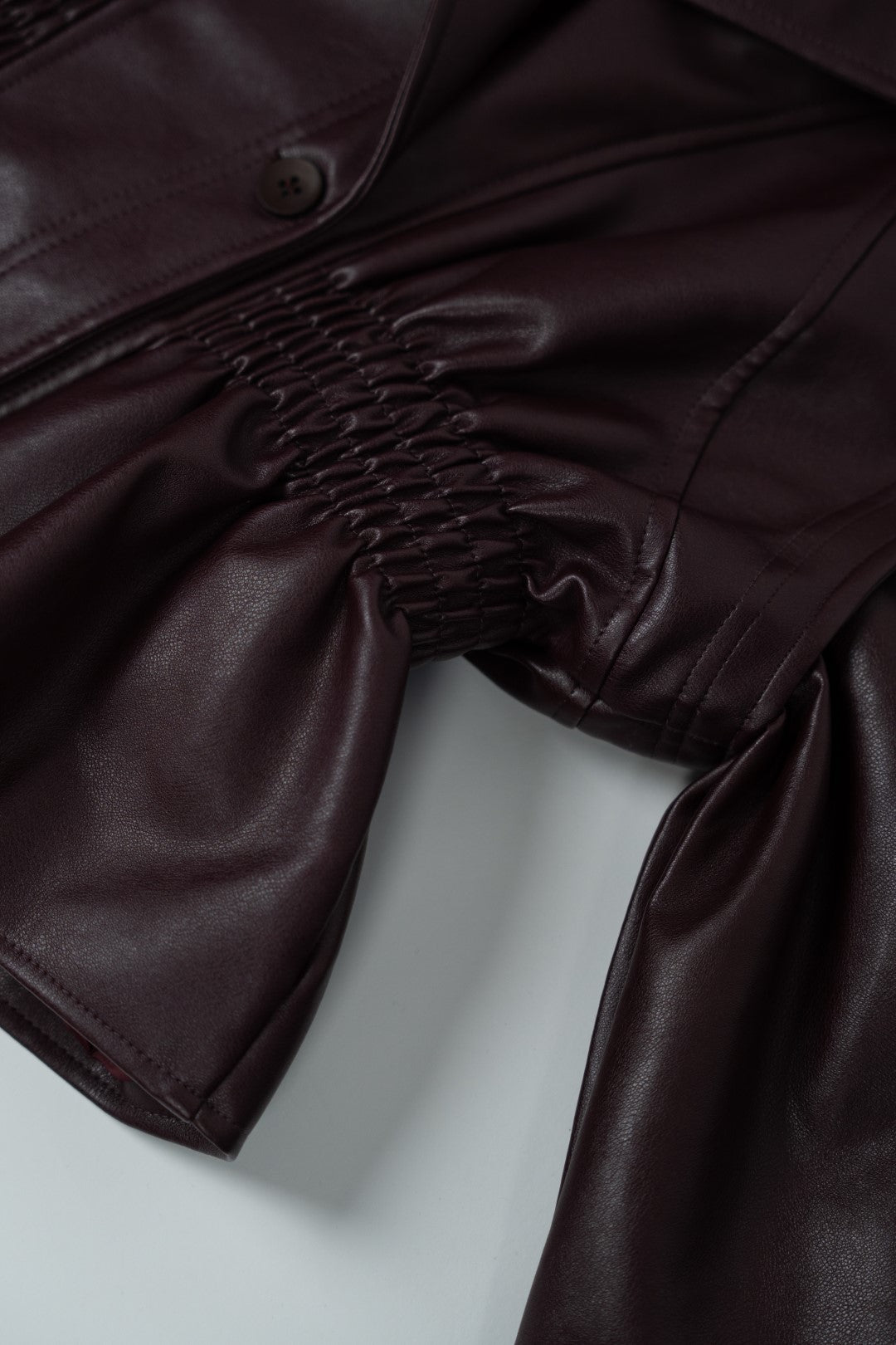 Bordeaux Faux Leather Fitted Blouse