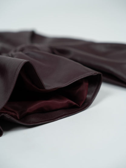 Bordeaux Faux Leather Fitted Blouse