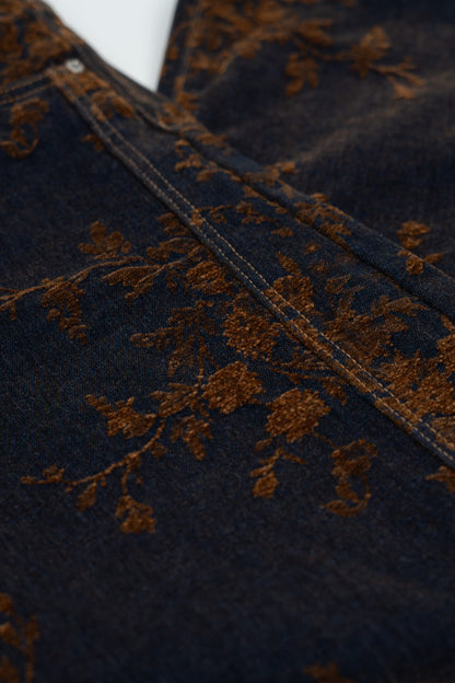 Velvet Floral Pattern Balloon Pants