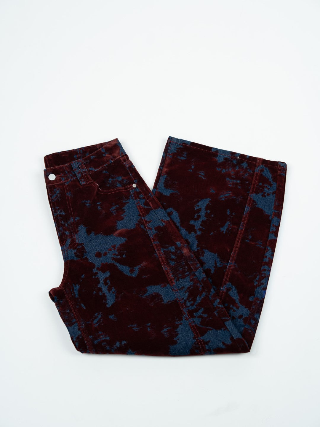 Balloon Pants Tie-Dye Pattern Bordeaux Velvet
