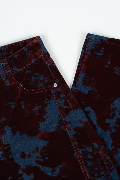 Balloon Pants Tie-Dye Pattern Bordeaux Velvet