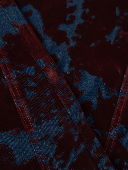 Balloon Pants Tie-Dye Pattern Bordeaux Velvet