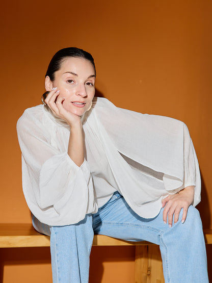 Blusa Manga Recorte Branco