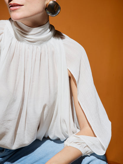 Blusa Manga Recorte Branco