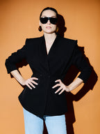 Blazer Cintado Estruturado Preto