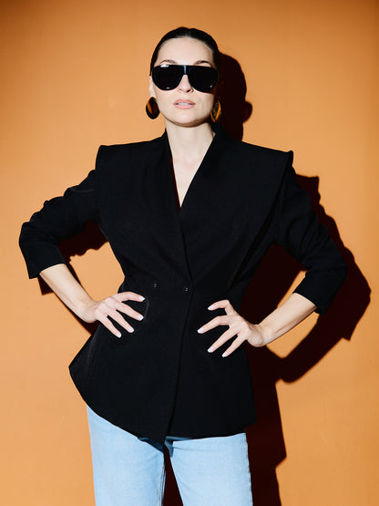 Blazer Cintado Estruturado Preto