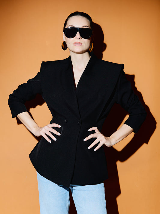 Blazer Cintado Estruturado Preto