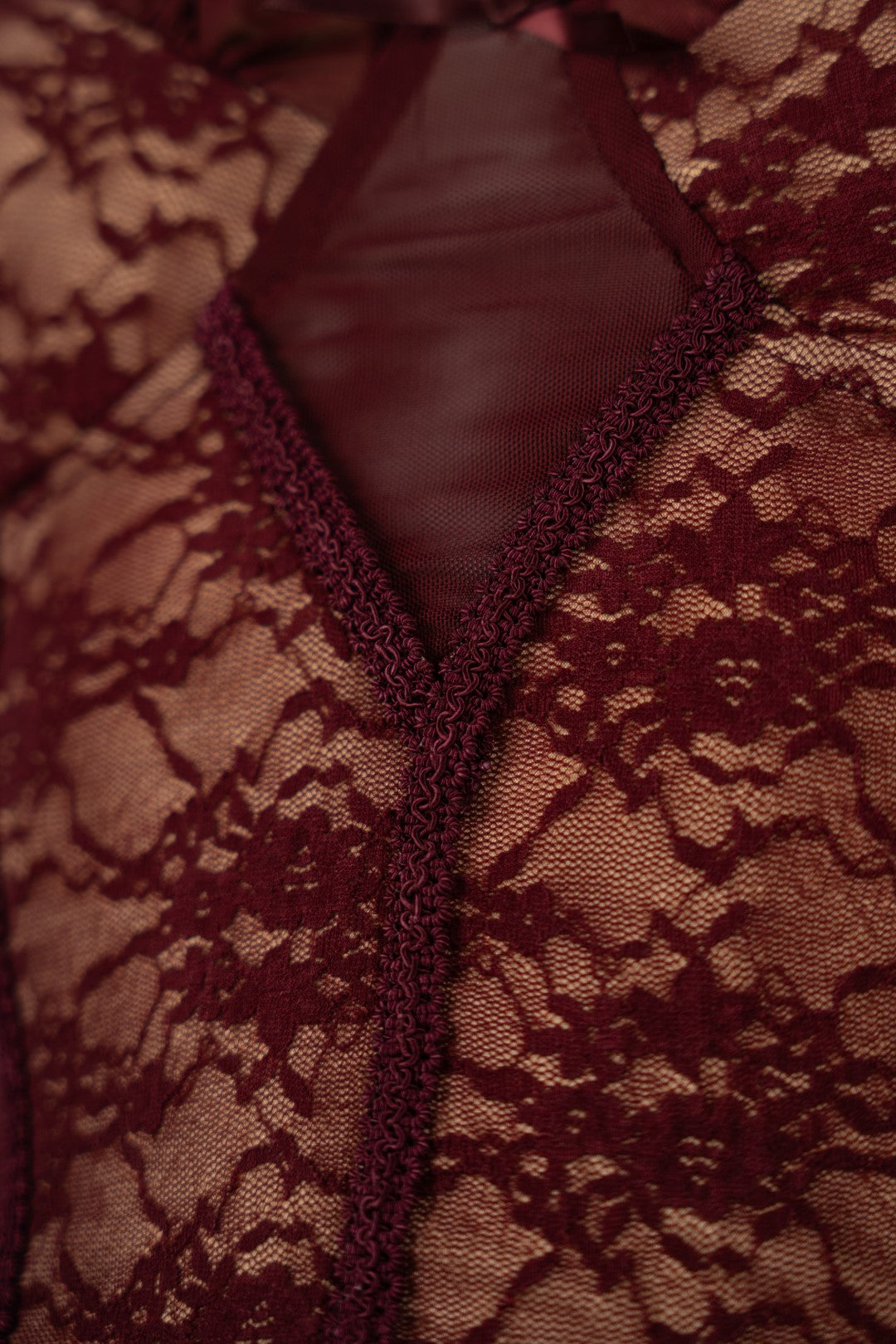 Burgundy Lace Top and Skirt Set
