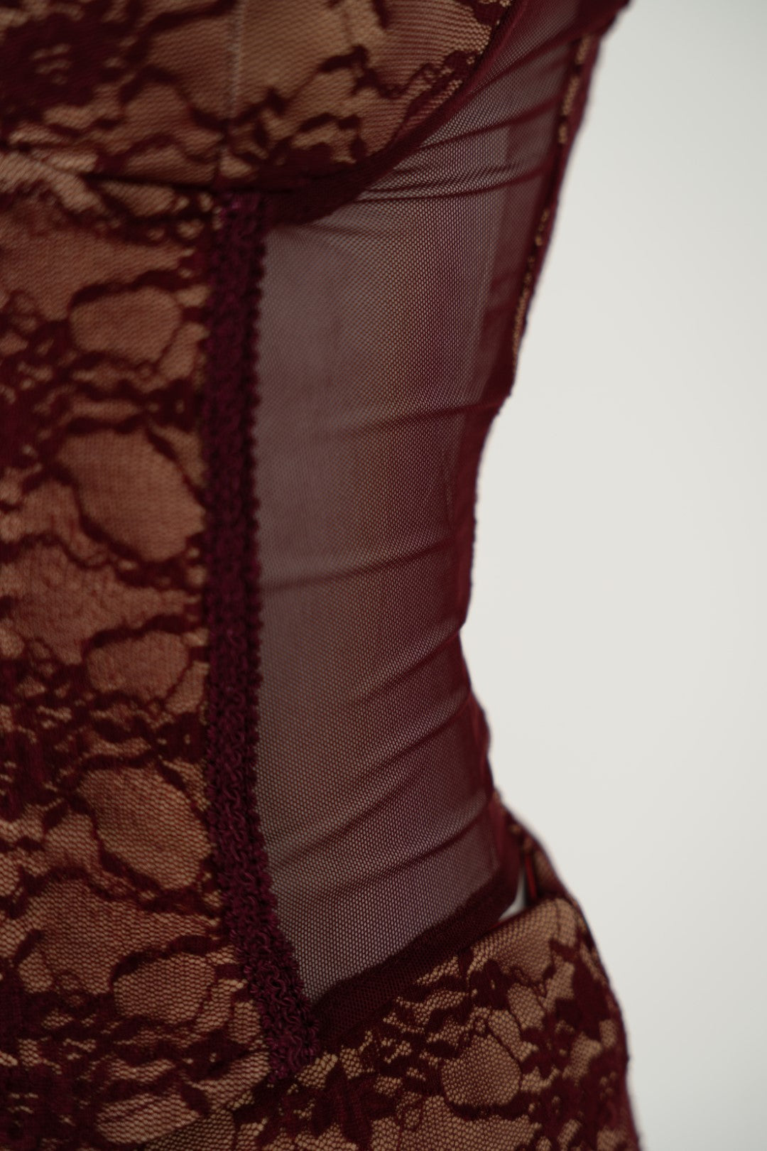 Burgundy Lace Top and Skirt Set