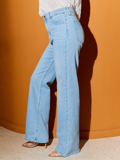 Calças Straight Leg Light Denim