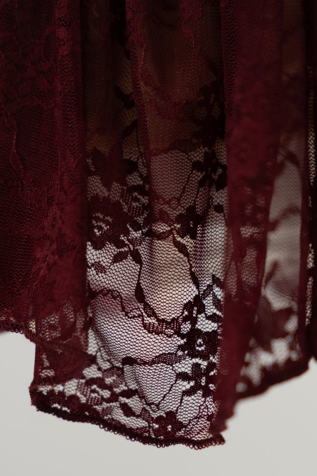 Burgundy Lace Top and Skirt Set